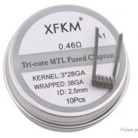 XFKM Kanthal A1 Tri-core MTL Fused Clapton 0.46Ohm Pre-Coiled Wire (10-Pcs)
